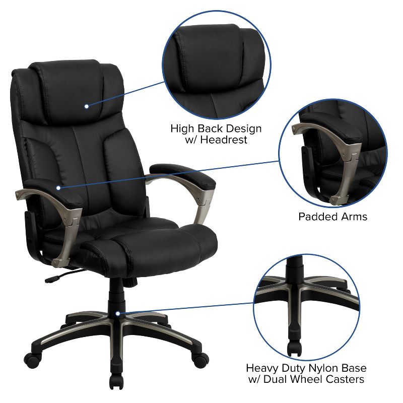 Flash Furniture Hansel High Back Folding Black LeatherSoft Executive Swivel Office Chair with Arms, 3 of 11
