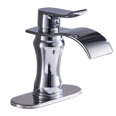 BWE Waterfall Single Hole Single-Handle Low-Arc Bathroom Faucet With Suppy Line