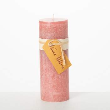 9" Vance Kitira Pink Lemonade Timber Pillar, Pink ,Scentless, Clean-Burning, Environmental Friendly