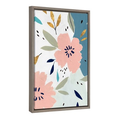 Daydream I Flower Abstract Canvas Wall Art with Gold Accents