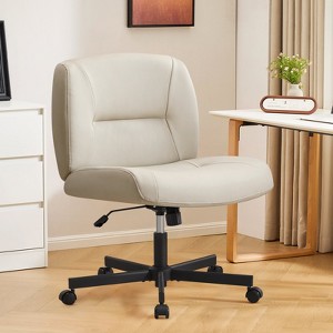 Furniliving Armless Home Office Desk Chair, Comfy Criss Cross Legged with Wheels, Adjustable Height & Tilt for Home Office/Bedroom - 1 of 4
