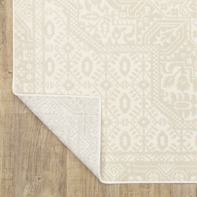 Ivory Geometric Synthetic 3'3" x 5' Area Rug