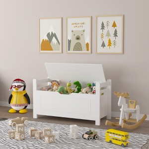 INFURNIC Utility Storage Cabinets Kids Toy Box Chest, Large Storage Cabinet Toy Storage Organizer Trunk For Nursery, Playroom, White, 35"*15"*19.3" - 1 of 4