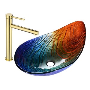 Aquaterior Bathroom Vessel Sink Tempered Glass WaterDrop Faucet Vanity Mixer Tap - 1 of 4