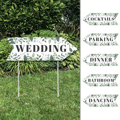 Big Dot of Happiness Boho Botanical Bride Wedding - Arrow Greenery Wedding Direction Signs - Double Sided Outdoor Yard Signs - Set of 6