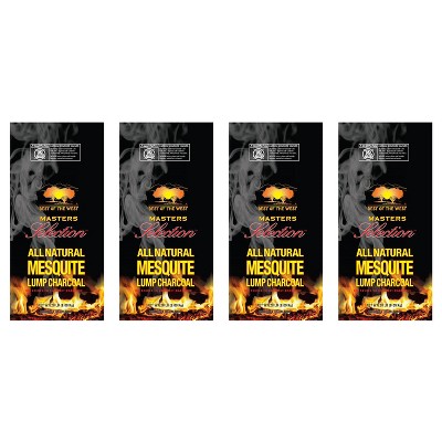 Best of the West All-Natural Mesquite Lump Charcoal for Grilling or Smoking, No Added Preservatives, 20-Pound Bag (4 Pack)