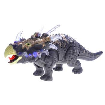 Insten Triceratops Walking Dinosaur Toy, Jurassic Dino With Lights And Sounds, Gray