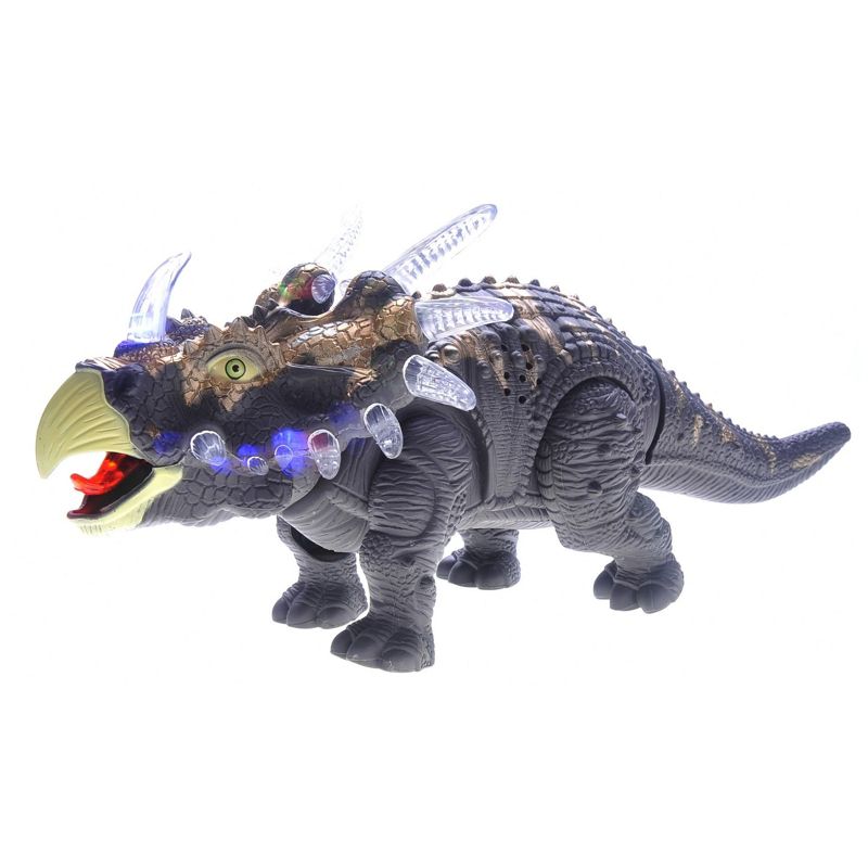 Insten Triceratops Walking Dinosaur Toy, Jurassic Dino With Lights And Sounds, Gray, 1 of 6