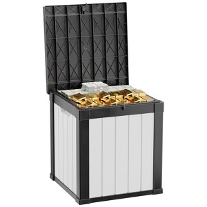 VisioGear Deck Boxes, 45 Gal Outdoor Storage Deck Box, Small Patio Storage Bin for Garden Tools, Black, 30.75"*17.13"*21.85" - 1 of 4