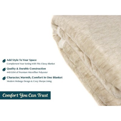 Melange Latte Reversible Sherpa Fleece Throw Blanket