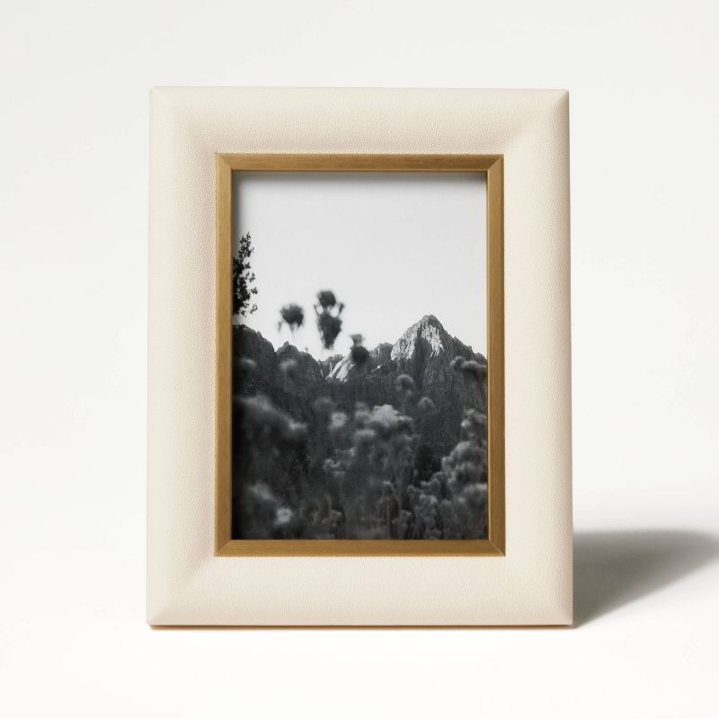 5&#34;x7&#34; Shagreen Wrapped Single Image Table Frame Cream - Threshold&#8482; designed with Studio McGee, 4 of 6
