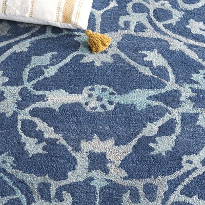 Handmade Navy Wool Tufted Rectangular Area Rug, 3' x 5'