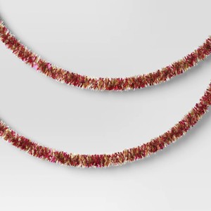 10' Christmas Tinsel Garland Mega Wide Cut Pink and Narrow Gold - Wondershop™ - 1 of 3