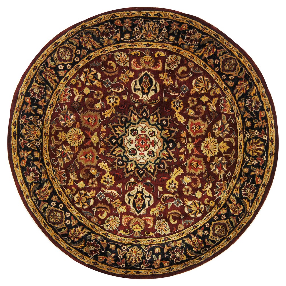 Burgundy/Navy Botanical Tufted Round Area Rug - (6' Round) - Safavieh
