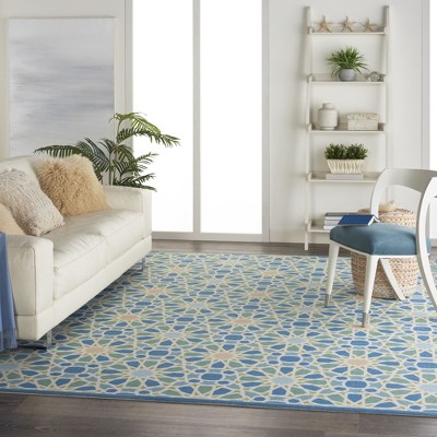 Porcelain Blue Rectangular Synthetic Indoor/Outdoor Area Rug
