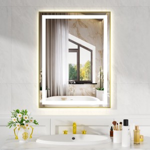 ChicFurnit Bathroom Vanity Mirrors Rectangle Frame Wall Mirror Anti Fog Mirror Decorative Wall Mirrors for Bathroom, Gold, 24"*0.16"*32" - 1 of 4