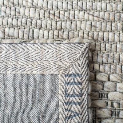 Elegant Gray Geometric Flat Woven 5'x8' Wool Blend Rug