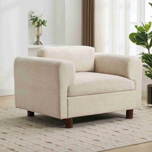 CAVINAS Woven Velvet Oversized Accent Chair with Mid-Height Backrest,Modern Upholstered Living Room Chairs,Reading Chairs for Living Room - 1 of 4