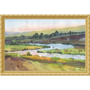 Amanti Art Watercolor Landscape 51 by Samira Yanushkova Wood Framed Wall Art Print - 1 of 4