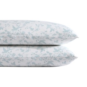 Laura Ashley Garden Palace 100% Cotton 300 Thread Count Sateen- 2 Piece- Pillowcase  Blue - 1 of 4
