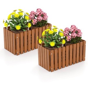 Costway 1/2 PCS Solid wood patio furniture outdoor slat style flower planter box flowerpot - 1 of 4