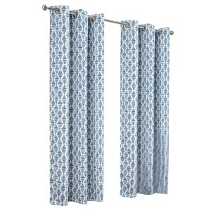 RT Designer Collection Justice Printed 2 Pack Blackout Luxurious Decorative Grommet Curtain Panel 36" x 84" Blue - 1 of 4