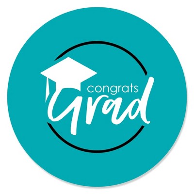 Big Dot of Happiness Teal Grad - Best is Yet to Come - Turquoise Graduation Party Circle Sticker Labels - 24 Count