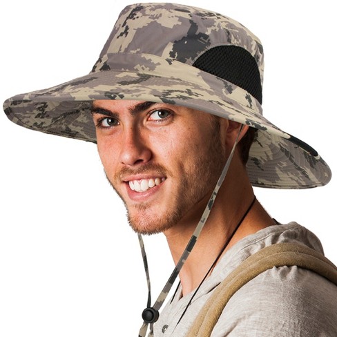 Sun Cube Wide Brim Sun Hat Adults, Fishing Hats Sun Uv Protection, Hiking  Bucket Hat Safari Beach Boonie, Upf 50+ (camo Grey) : Target