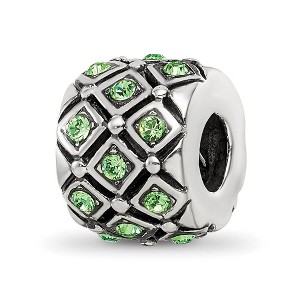 Black Bow Jewelry Sterling Silver with Green/Yellow Crystals August Lattice Bead Charm - 1 of 4