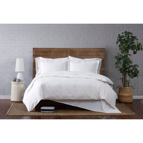 Cannon Solid Percale 3-Piece Grey Cotton Full/Queen Duvet Cover