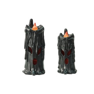 Transpac Resin 8.25 in. Black Halloween Creepy Candle Set of 2 - 1 of 4