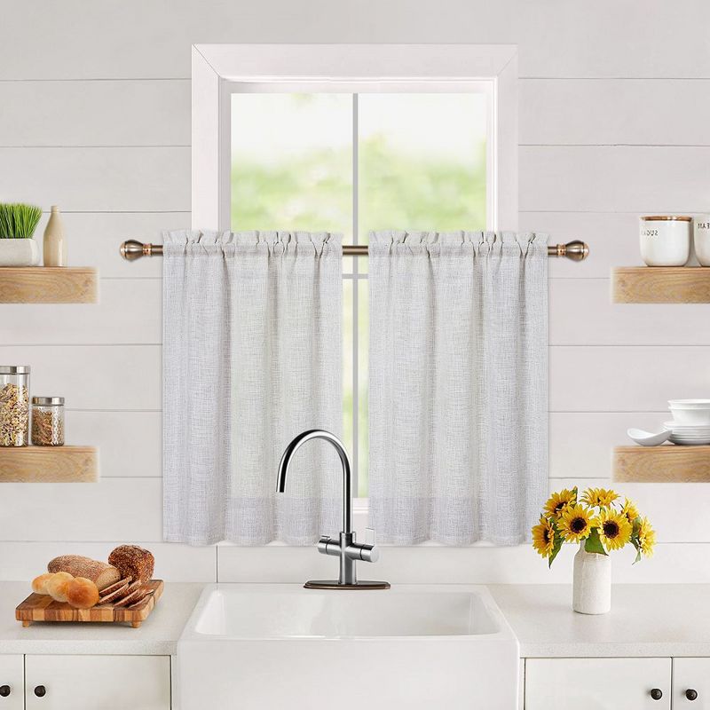 Linen Blend Short Kitchen Curtains for Small  Windows, 1 of 6