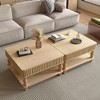 HTUTWOO 31.5" Lift Top Coffee Table, Square Wood Fluted Center Table with Hidden Space & Open Storage Shelf for Living Room, Apartment - 3 of 4