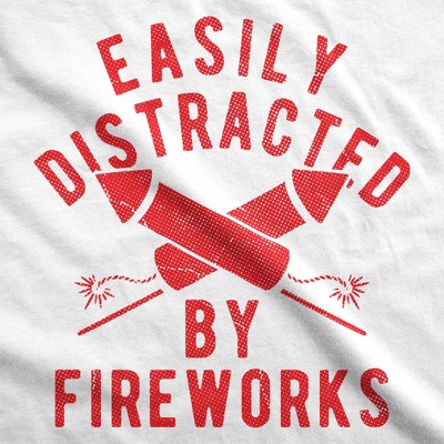 Мужские футболки Crazy Dog T-Shirts, Inc. Mens Funny T Shirts Easily Distracted By Fireworks Sarcastic Fourth Of July Graphic Novelty Tee for Men - Crazy Dog Men's T Shirt For Fourth Of XL — фото 2
