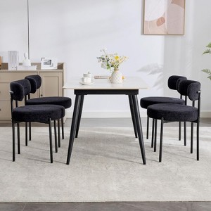 DYHOME Dining Chairs Set of 4, Boucle Dining Chairs Round Upholstered Curved Backrest - 1 of 4