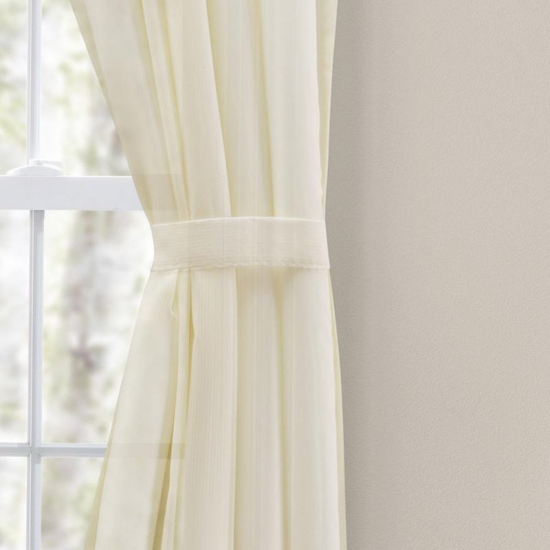 Ellis Curtain Shadow Stripe Tailored Curtain Panel Pair for Windows with Ties Natural, 3 of 5