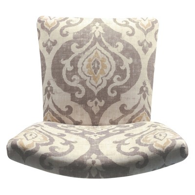 Paisley Linen Upholstered Parsons Side Chair with Wood Legs