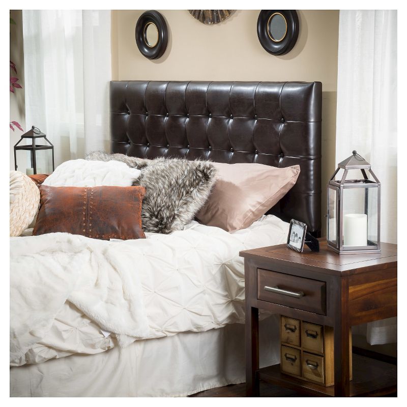 California/King Austin Tufted Bonded Leather Headboard Brown - Christopher Knight Home, 5 of 6