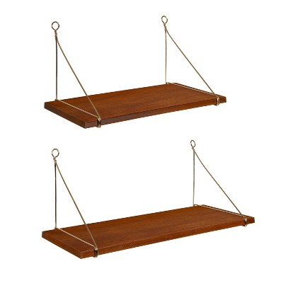 2pc Vista Wood and Metal Wall Shelves - Kate & Laurel All Things Decor