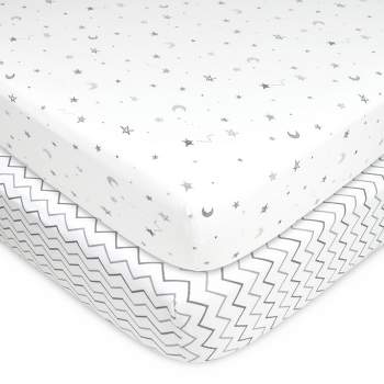TL Care Star Printed 100% Cotton Knit Fitted Crib Sheet - 2pk