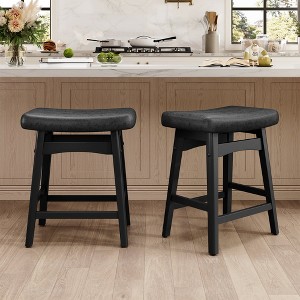Captiva Designs 24 inch Height Bar Stool with Padded Seat & Solid Wood Frame & Footrest - 1 of 4
