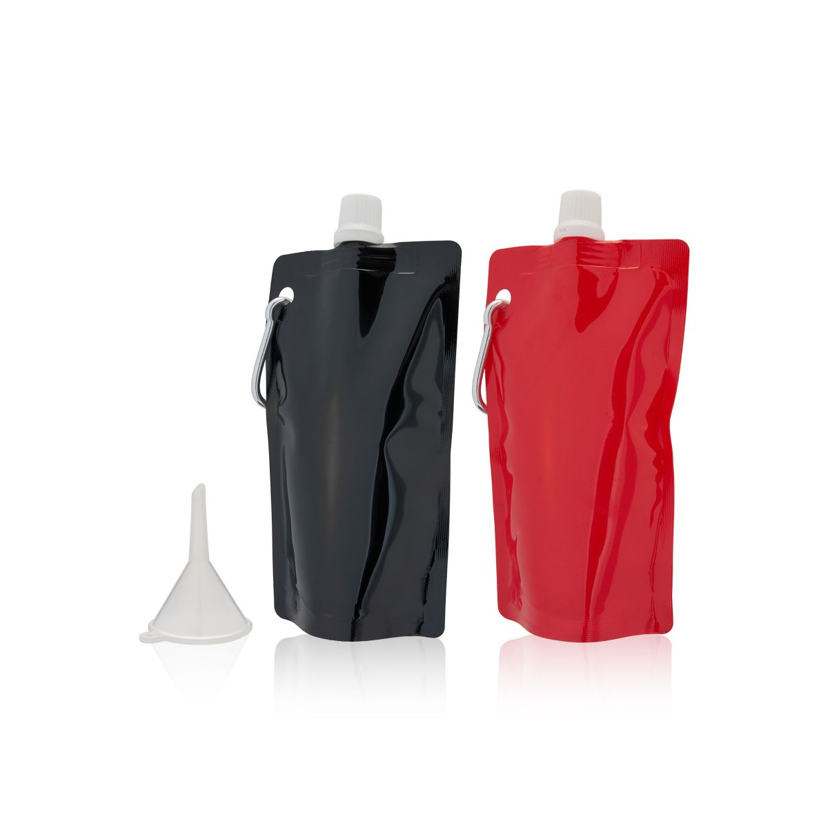 True Smuggle Collapsible Plastic Flasks, Set of 2 Reusable Drink Pouches with Funnel and Carabiner for Wine, Liquor, Travel, Camping Gifts for Men