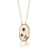 Guili 14k Gold Plated Geometric Dog Tag Pendant Necklace, featuring a striking Blue Cubic Zirconia centerpiece for a bold, modern appeal. - 2 of 2