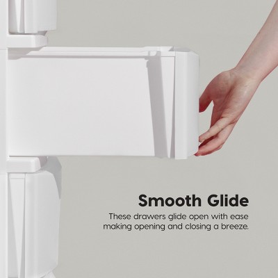 Slim White Plastic 4-Drawer Storage Cart with Casters