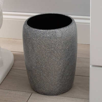 Gray Glitter Polyresin Circular Waste Bin