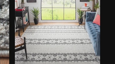 Navy and Ivory 9' x 9' Square Synthetic Area Rug