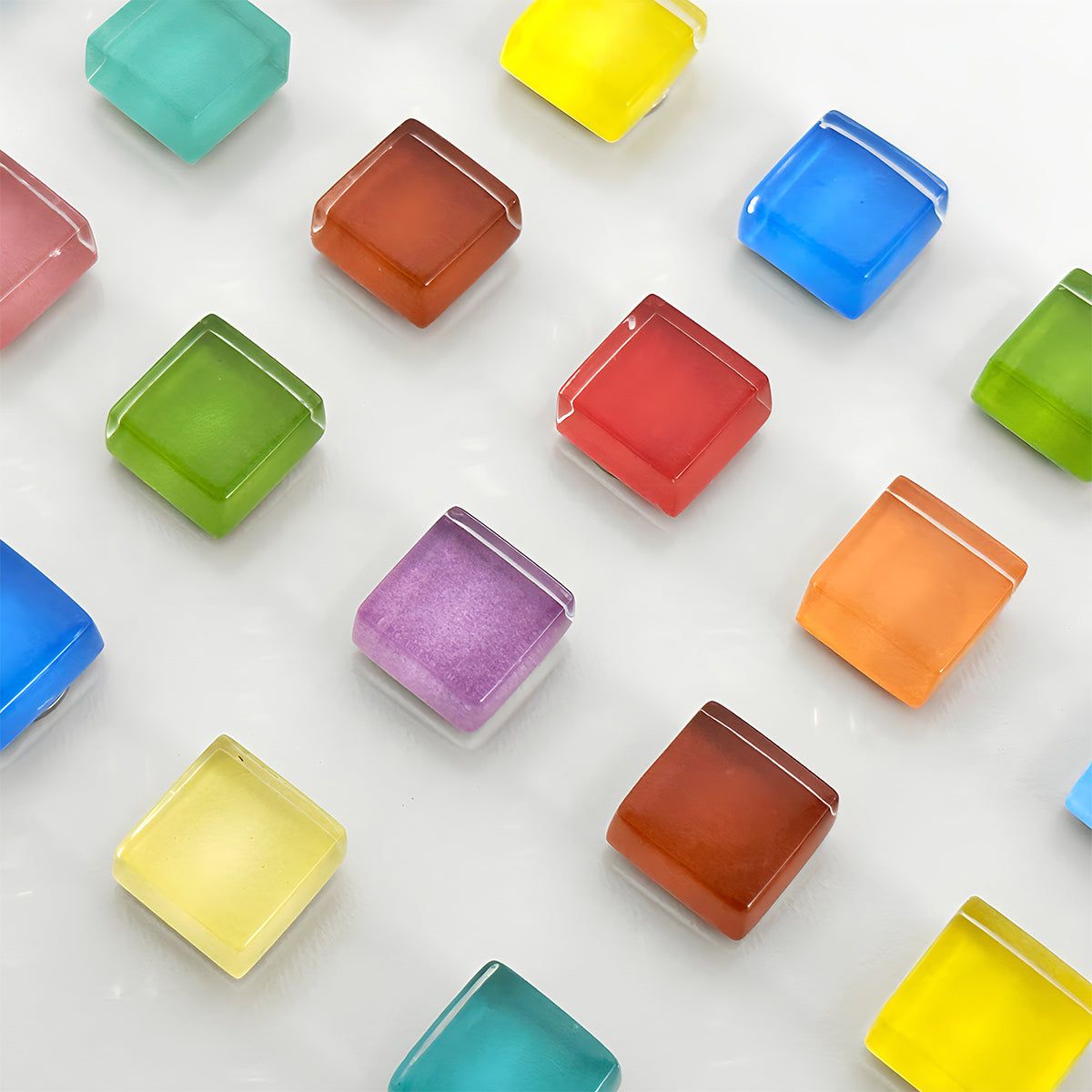 Colorful Glass Cube Magnets, Refrigerator Magnets for Office Whiteboards, Cabinets, Lockers (Set of 24)
