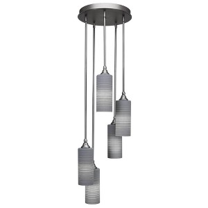 Toltec Lighting Empire 5 - Light Pendant in  Brushed Nickel with 4” Gray Matrix Shade - 1 of 1