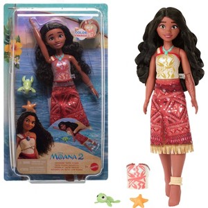 Disney Moana 2 Toys, Swimming Tautai Moana Fashion Doll with 2 Accessories & Color-Change Bodice - 1 of 4