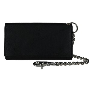CTM Men's Pebble Grain Leather RFID Long Trifold Trucker Chain Wallet - 1 of 4